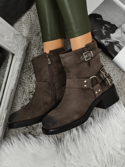 Дамски боти от еко велур с катарами Valtos