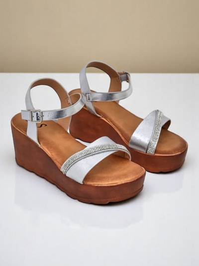 Обувки с wedges Royalfashion за жени с камъни и блестящи елементи Aurora Glow