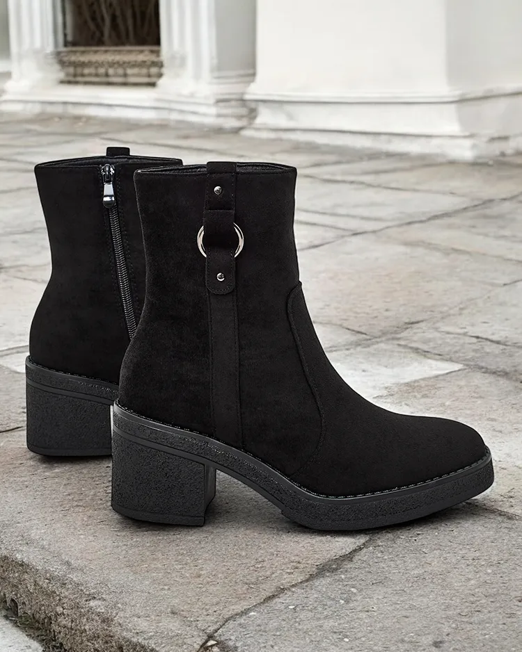 Дамски глезенови ботуши Royalfashion на ток Борон