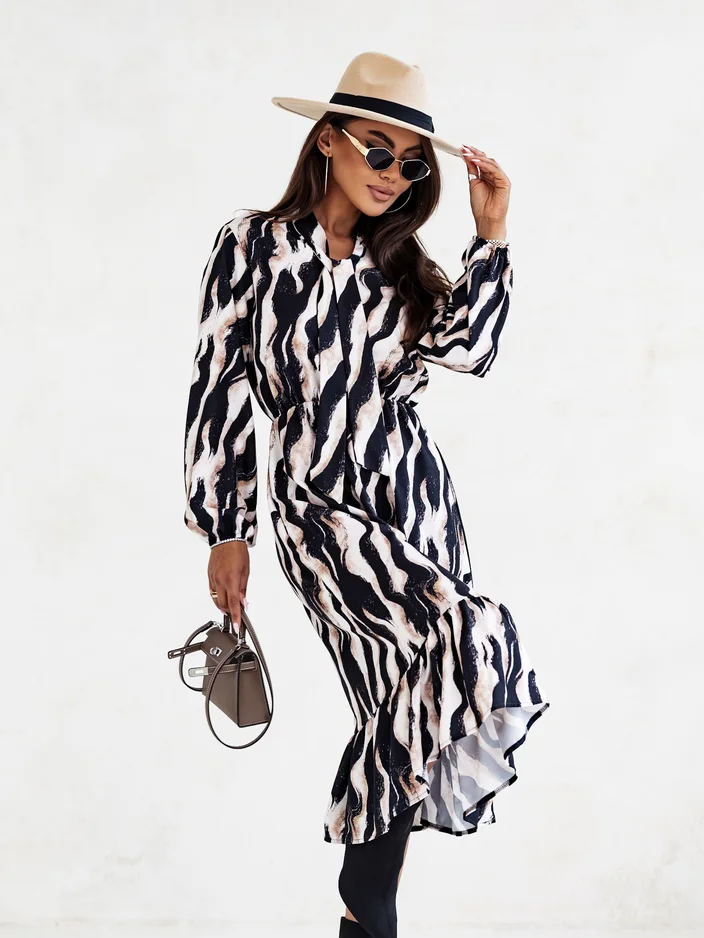 Royalfashion Дамска миди рокля с принт