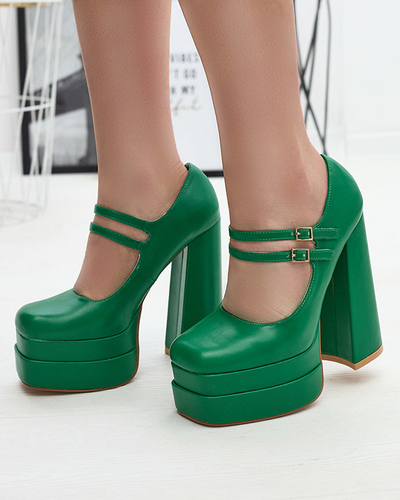 Зелени дамски обувки с висок ток Edisa - Обувки