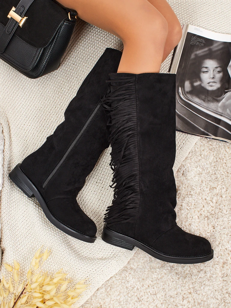 Дамски еко велурени ботуши с хастар Ravion