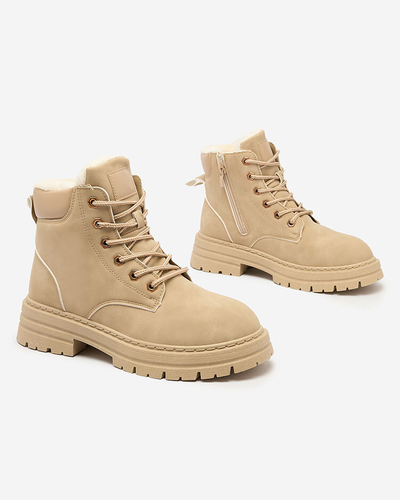 Royalfashion Бежови дамски изолирани ботуши тип "трапер" Radoras