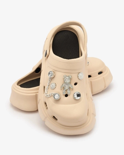 Royalfashion Бежови дамски гумени джапанки Kooranza