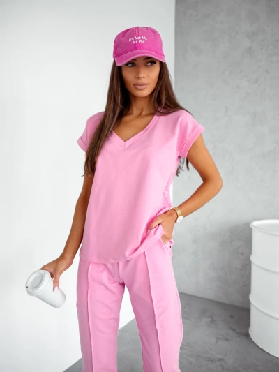 Royalfashion Дамски памучен ежедневен комплект с къси ръкави