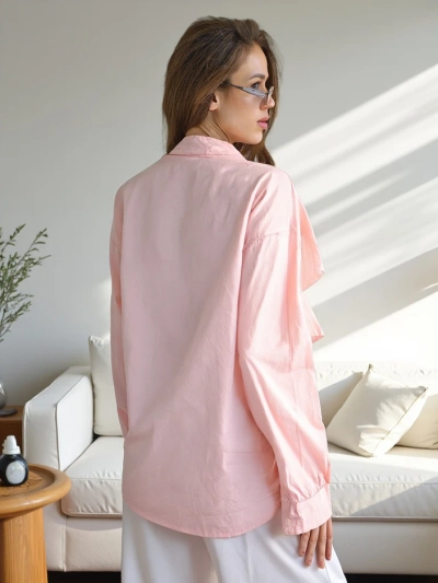 Рокля Royalfashion от памук, украсена с волани и закопчаване