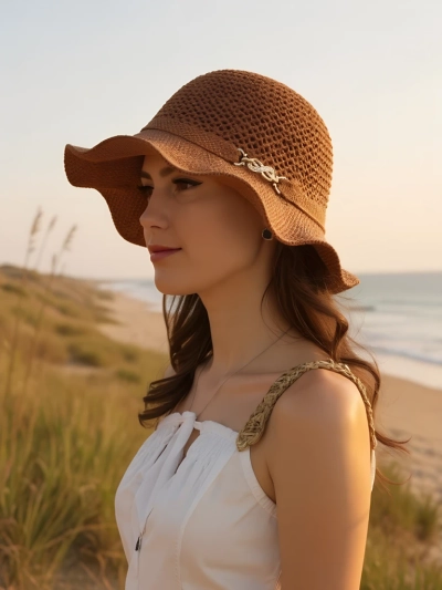 Royalfashion Дамска шапка с вълнообразна периферия Wave Breeze