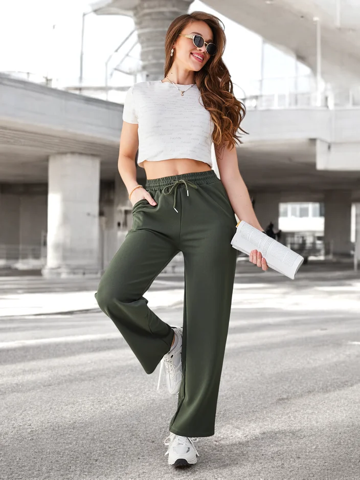 Royalfashion Прости женски панталони с връзка