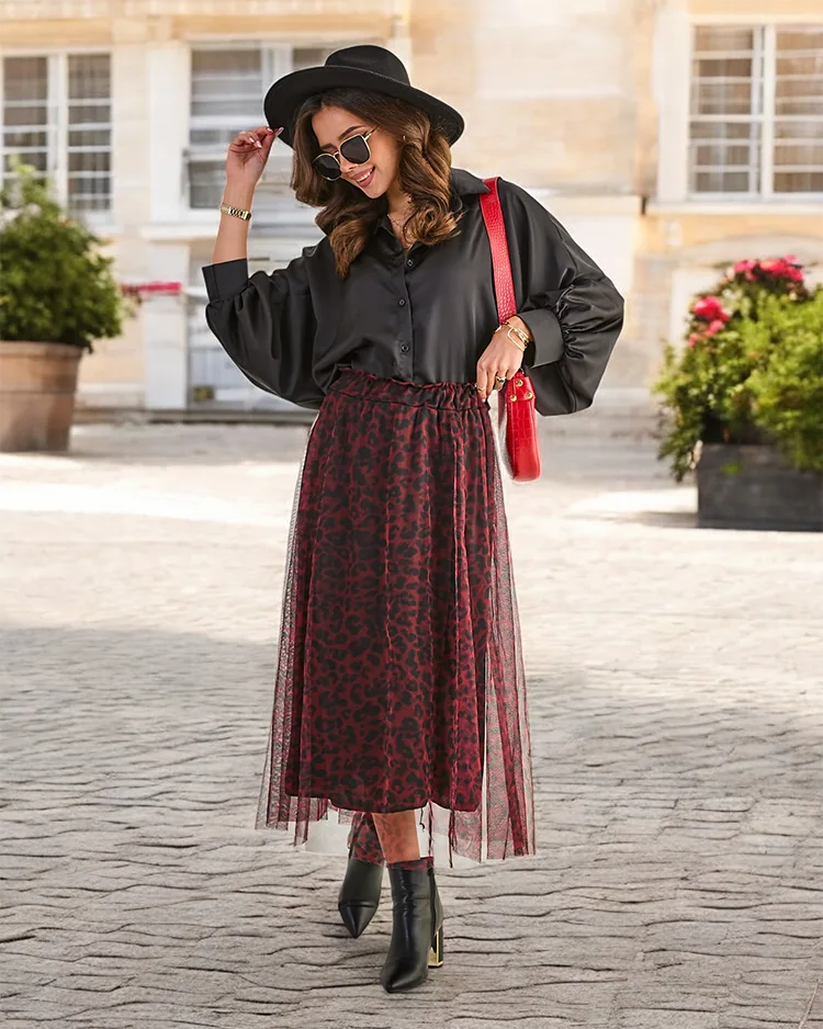 Рокля от Роялфешън с щампа и тюл за жени.