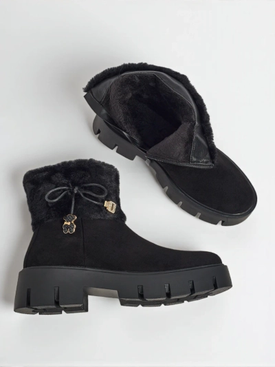 Дамски еко велурени боти с козина Vernaya