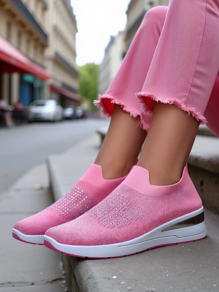 Обувки тип слип-он с платформа за жени Royalfashion с камъни Qelavise