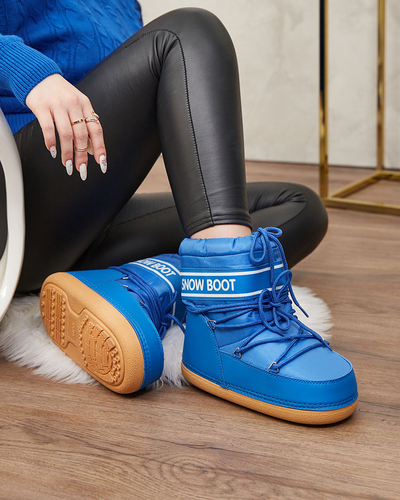 Royalfashion Сини дамски ботуши за сняг с венец Soblesia