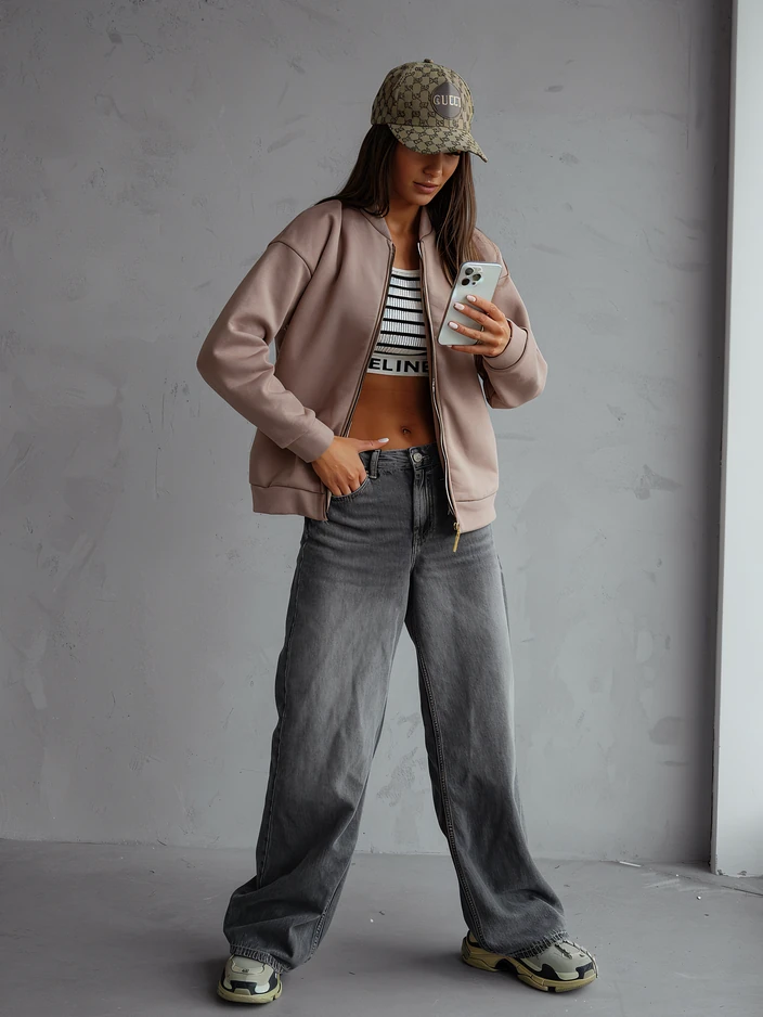 Royalfashion Зипов суитшърт с бомбер кройка