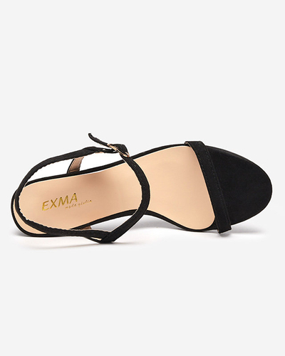 Sandały damskie na słupku w kolorze czarnym Usopi- Obuwie