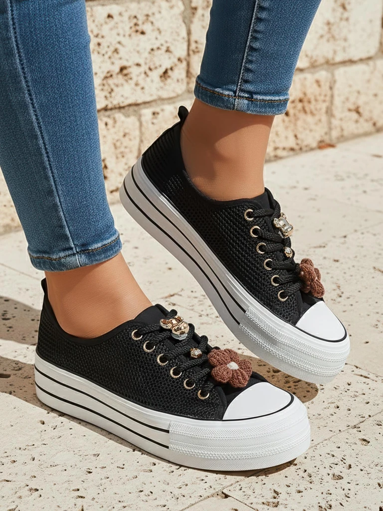 Royalfashion Женски перфорационни маратонки с декорации Osdo