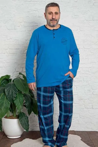 Royalfashion Мъжки памучни карета Пижами ПЛЮС РАЗМЕР