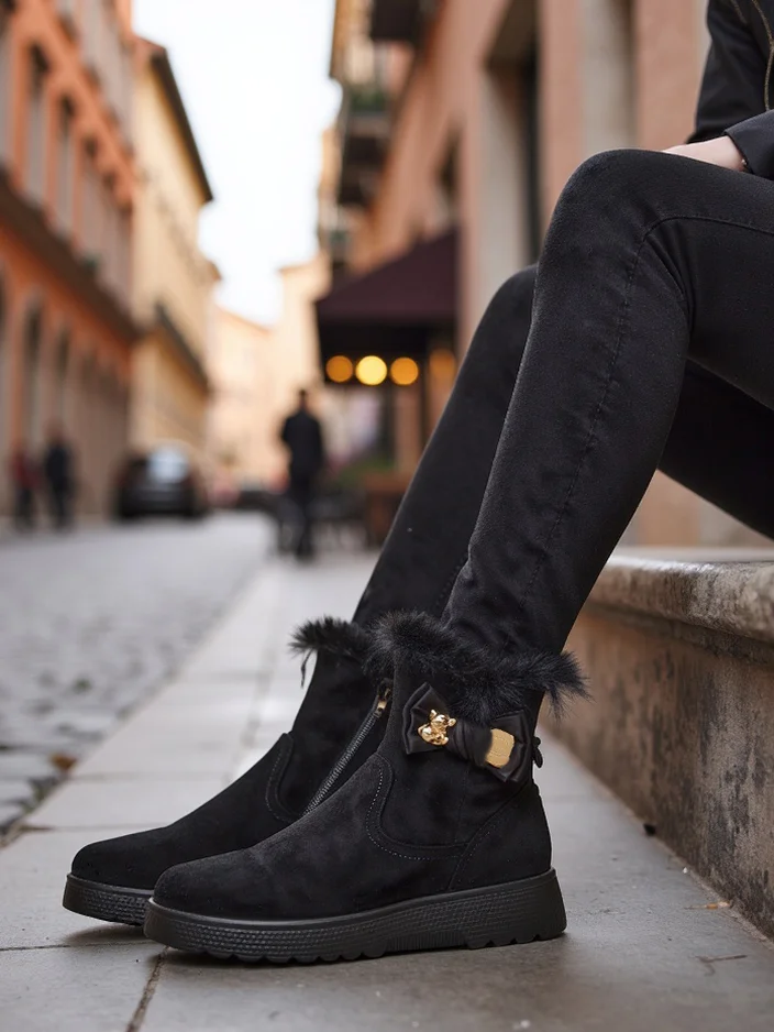 Обувки Royalfashion за жени, зимни боти с панделка Kiebbi
