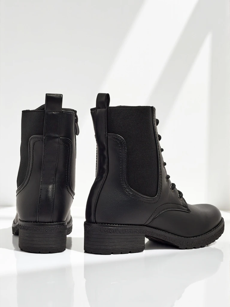 Дамски боти Oslynne от еко кожа с връзки