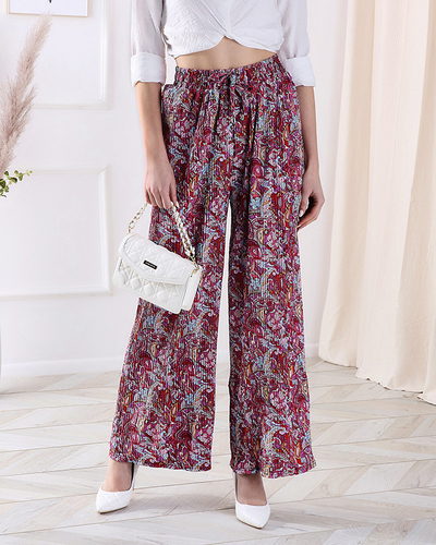 Дамски панталон с широки крачоли в червено - Облекло