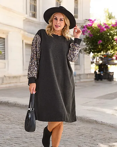 Дамска плат с декоративни ръкави ROYALFASHION с ГОЛЯМ РАЗМЕР