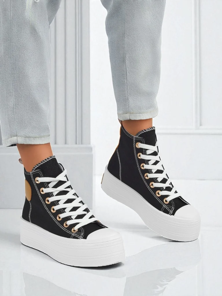 Дамски маратонки Callisto Nero на платформа, плат, черни, лято/есен