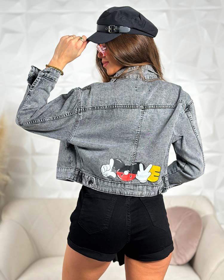 Royalfashion Дамско дънково яке с надпис