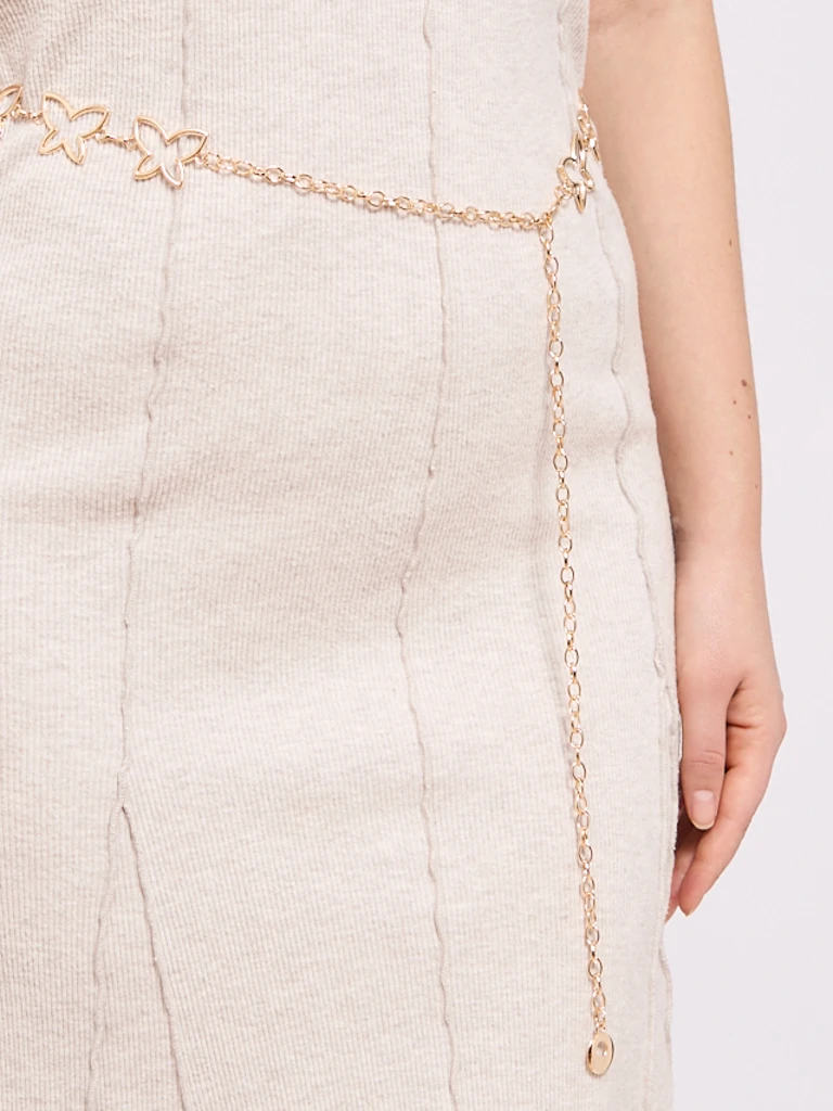 Дамски метален колан Aurelia Motyl с елегантна верижка – 115 см