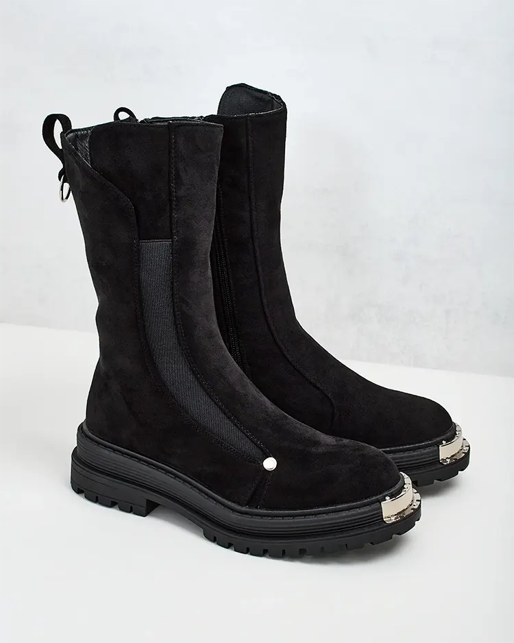 Royalfashion Дамски ботуши от еко велур Homni