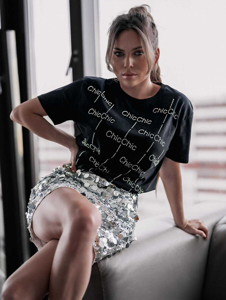 Royalfashion Дамска тениска с циркони