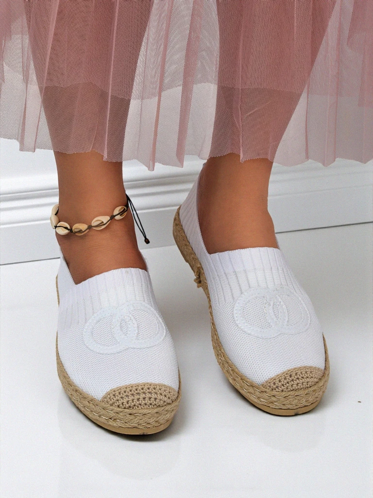 Дамски еспадрили Calista Biancha – бели равни от еко велур, италиански стил
