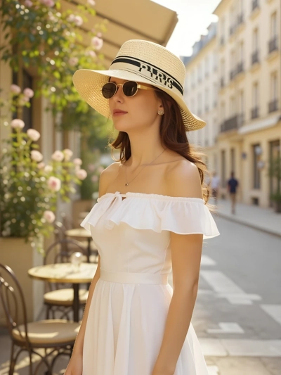 Royalfashion Дамска сламена шапка Elegance Ribbon