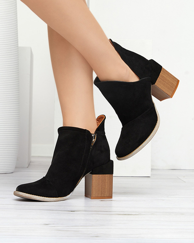 Damskie botki z wycięciami w czarnym kolorze Plinara - Obuwie