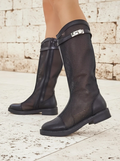 Royalfashion Високи перфораирани дамски ботуши Ovittole