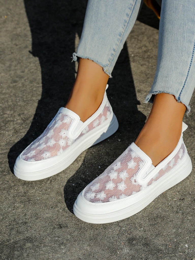 Royalfashion Женски мрежести мокасини с цветя Emzos