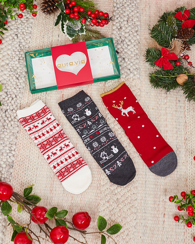 Royalfashion Коледни чорапи в кутия 3/пак