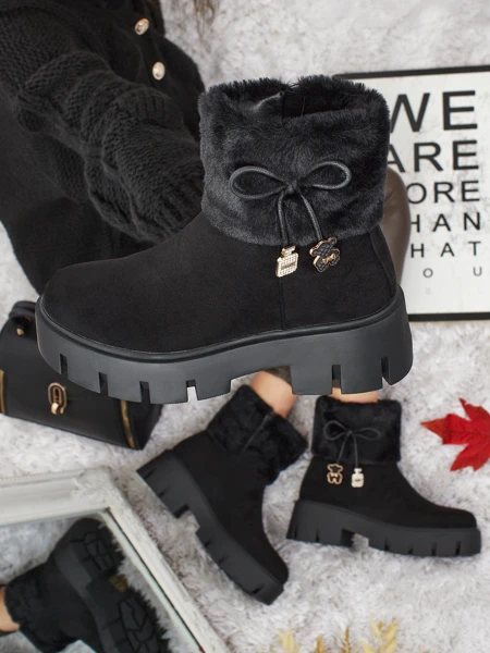 Дамски еко велурени боти с козина Vernaya