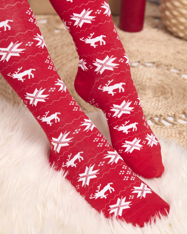 Дамски червени дълги коледни чорапи - Бельо
