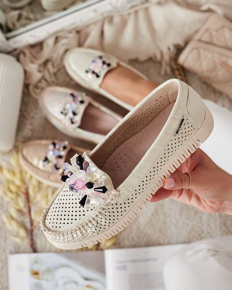 Royalfashion Дамски ажурни мокасини с мъниста Nasfali