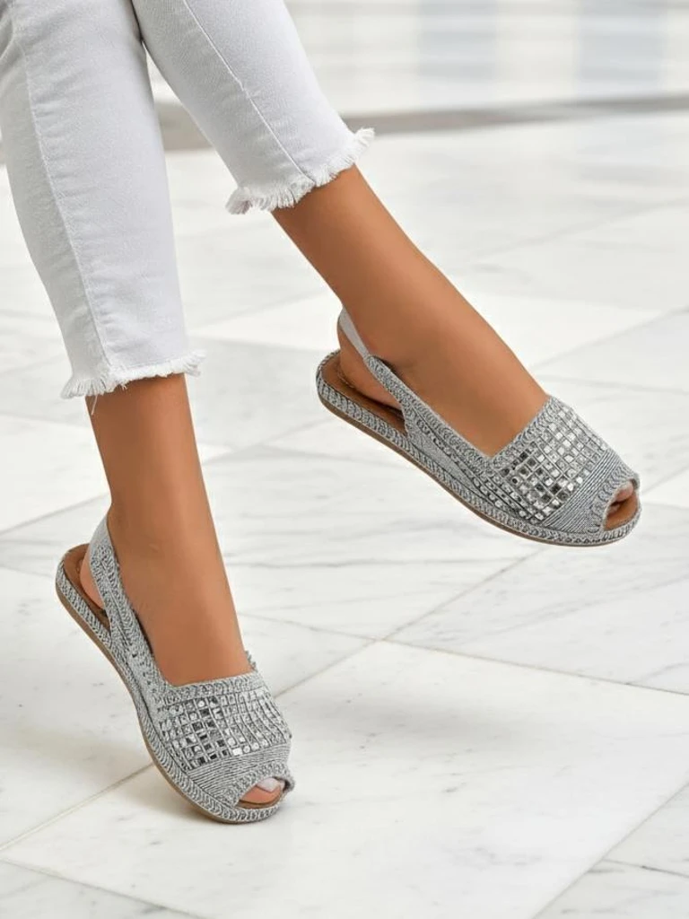 Royalfashion Дамски сандали еспадрили с цирконии Belle Sparkle