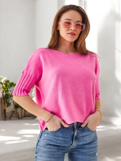 Royalfashion дамски пуловер от вискоза с къс ръкав