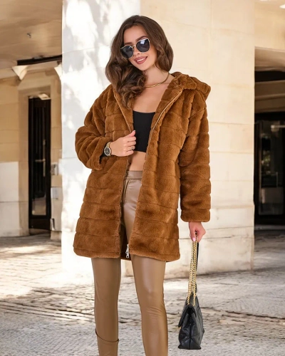 Royalfashion Дамско палто с козина