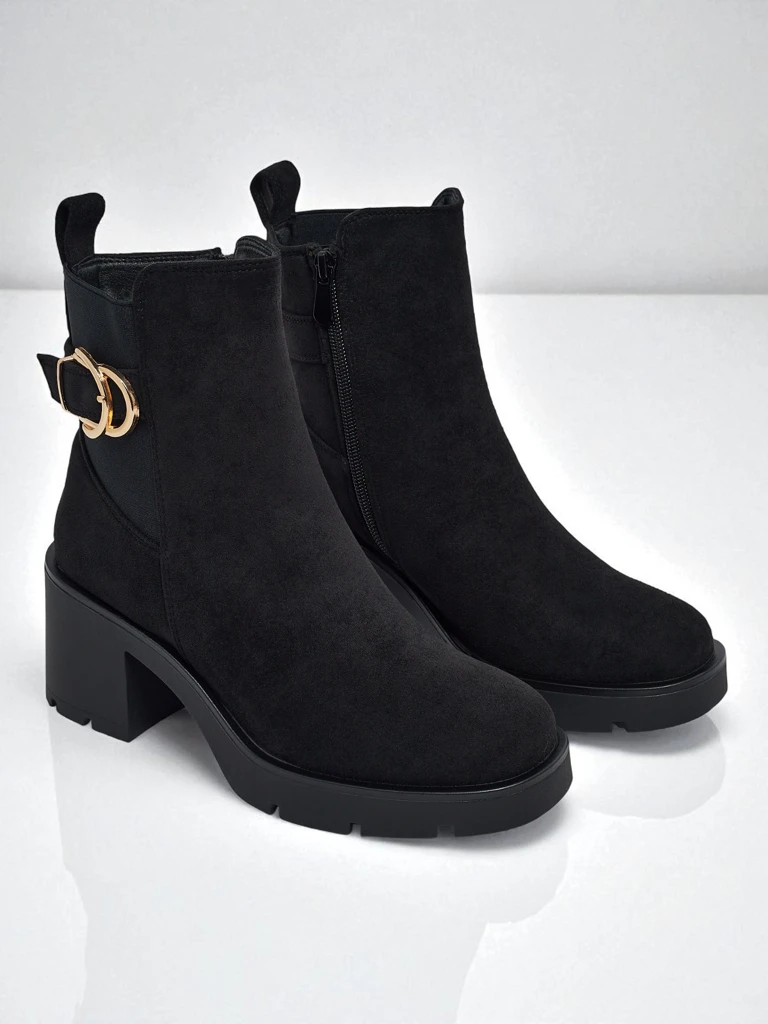 Дамски боти от еко велур на ток Solenya