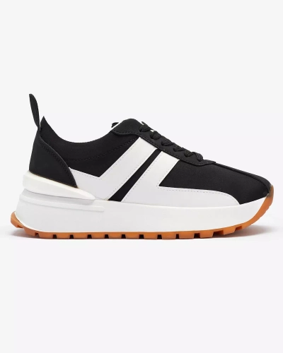 Дамски черни спортни обувки от екокожа с цветни вложки Tifora- Footwear