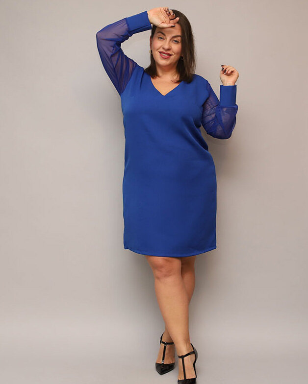 Блестяща рокля с дължина до коляното в зелено PLUS SIZE- Облекло