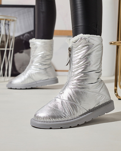 Сребристи дамски обувки a'la snow boots Tirigga- Footwear