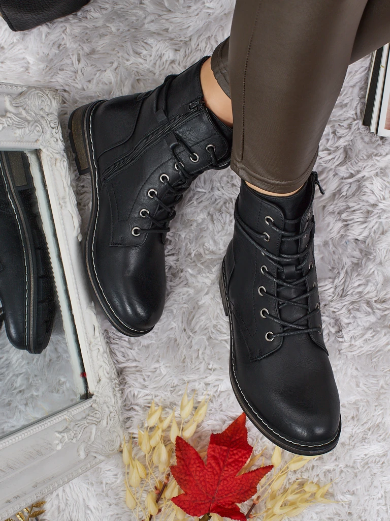 Дамски боти Ravonna от еко кожа с връзки