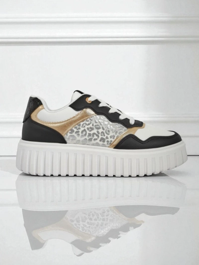 Дамски сникърси Royalfashion Callista платформа черни еко кожа размер 40