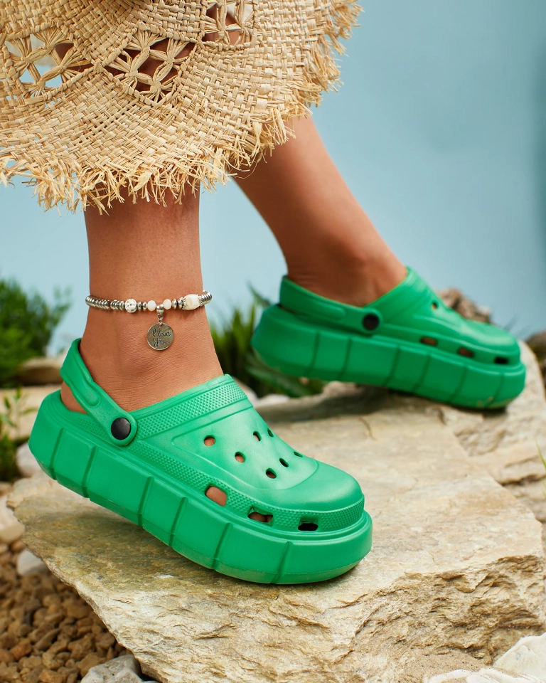 Royalfashion Тъмнозелени дамски гумени джапанки Kooranza