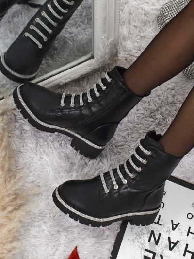 Дамски боти Lunara от еко кожа с връзки