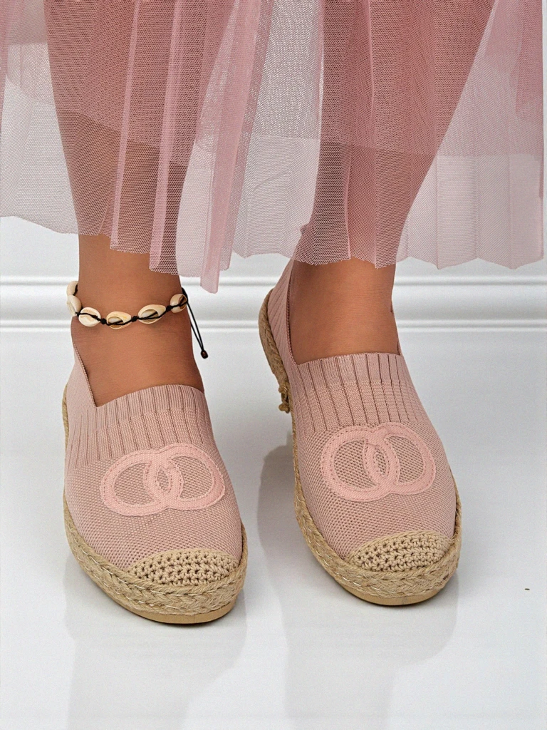 Дамски еспадрили Theodora розови от екологична велурена кожа, плоски